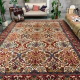 XL Vintage Arts and Crafts, W Morris style Rug 400x296 cm, Red Blue