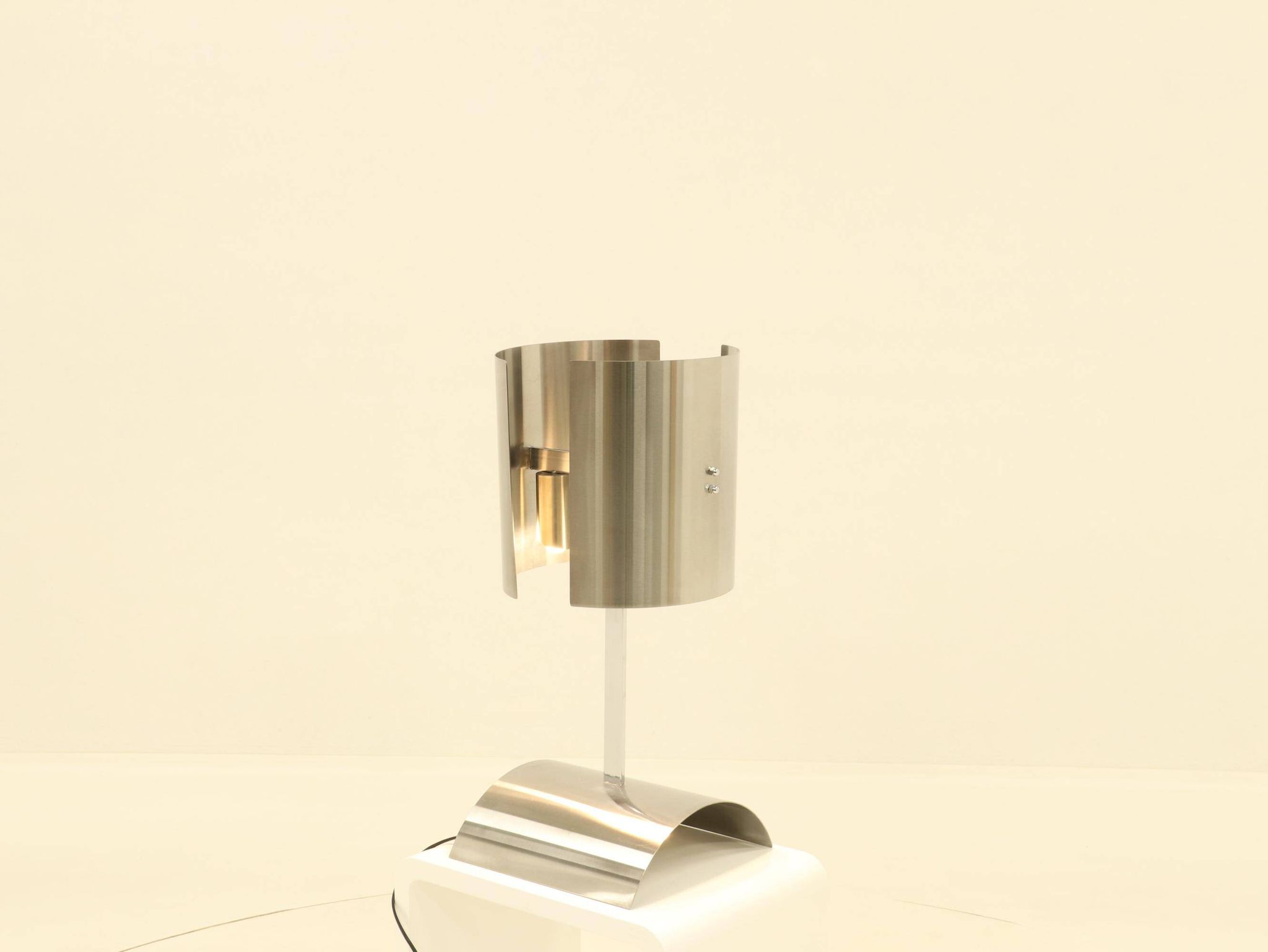 Rare Table Lamp in Stainless Steel by J. Bouvier, France, 1970s
