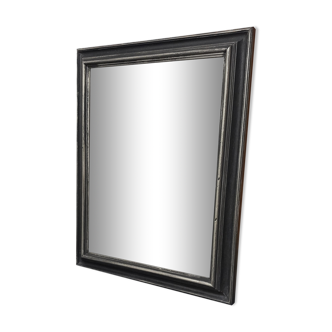 Black and silver beveled mirror, 48x38 cm