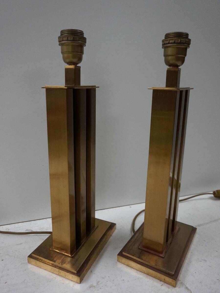 Paire de lampes de table JLB Hollywood Regency en laque noire et laiton doré, 1970s