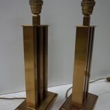 Paire de lampes de table JLB Hollywood Regency en laque noire et laiton doré, 1970s