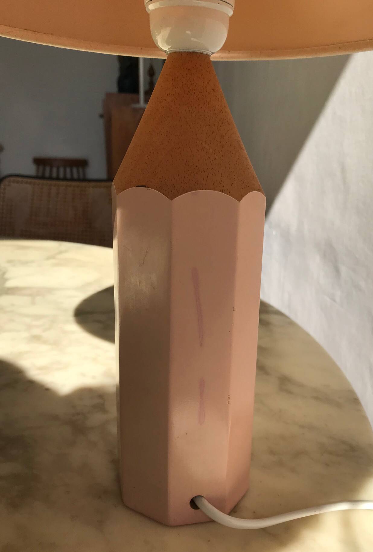 Lampe crayon rose des années 1980