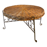 Rattan table with folding legs
