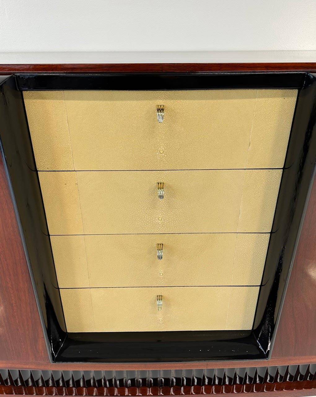 Italian Art Deco Shagreen and Purpleheart Wood Sideboard Attr. Borsani, 194