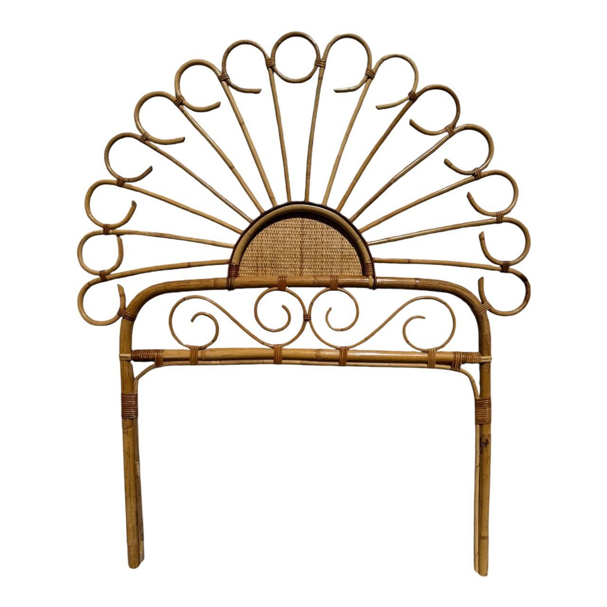 Bamboo and rattan headboard, handcrafted on the Côte d'Azur, 1960