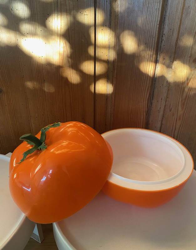 Orange tomato ice cube tray
