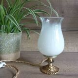 Art deco accent lamp with white opaline bronze base
