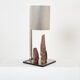 Brutalist lamp signed Philippe Jean steel and red schist 1970