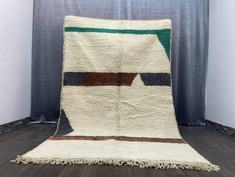 Traditional handmade pure wool beni ourain rug, size 2/3 m.