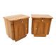 Vintage wooden bedside tables from the mid-20th century, after renovation.