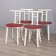 Set of 4 vintage 1980s chairs in wood and red vinyl, italian design