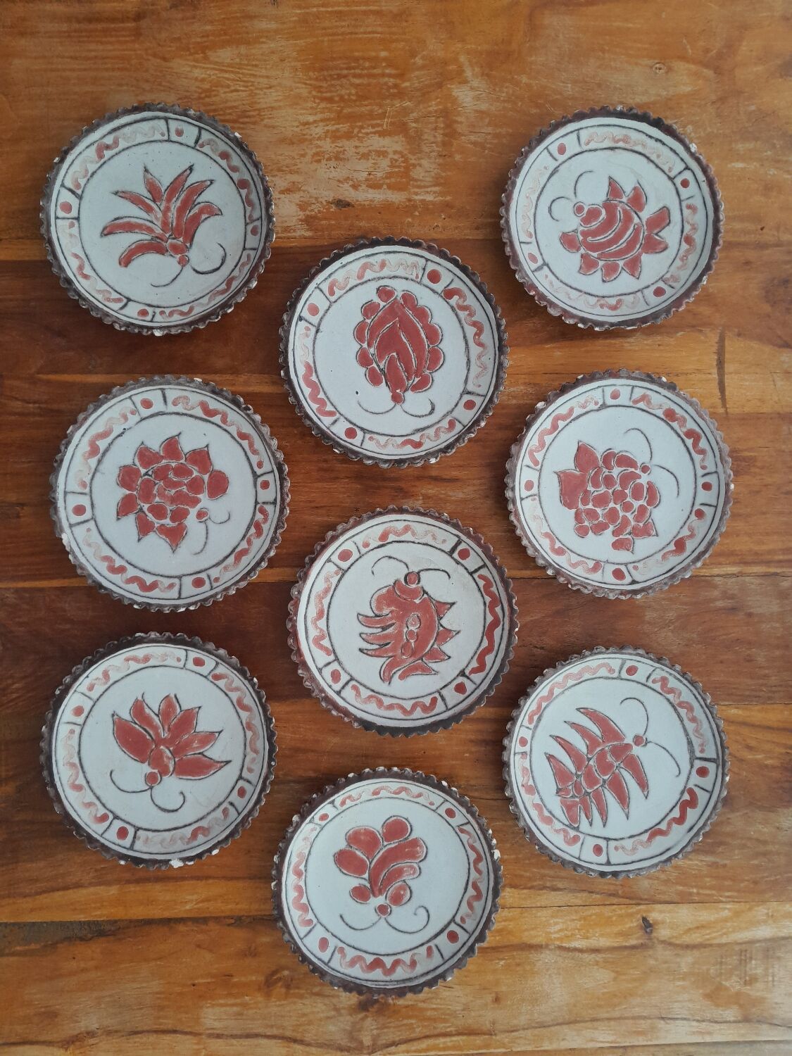 Ceramic dessert plates signed Jérôme MASSIER - Vallauris