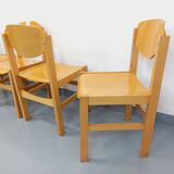 Set of 4 minimalist vintage beechwood chairs from the 80s