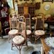 4 bent bamboo and rattan chairs
