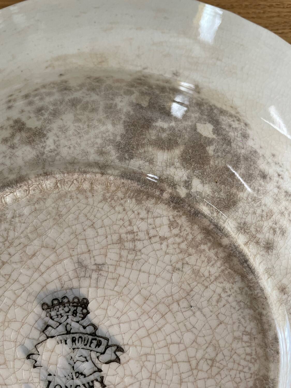 Large deep plate Longwy old Rouen