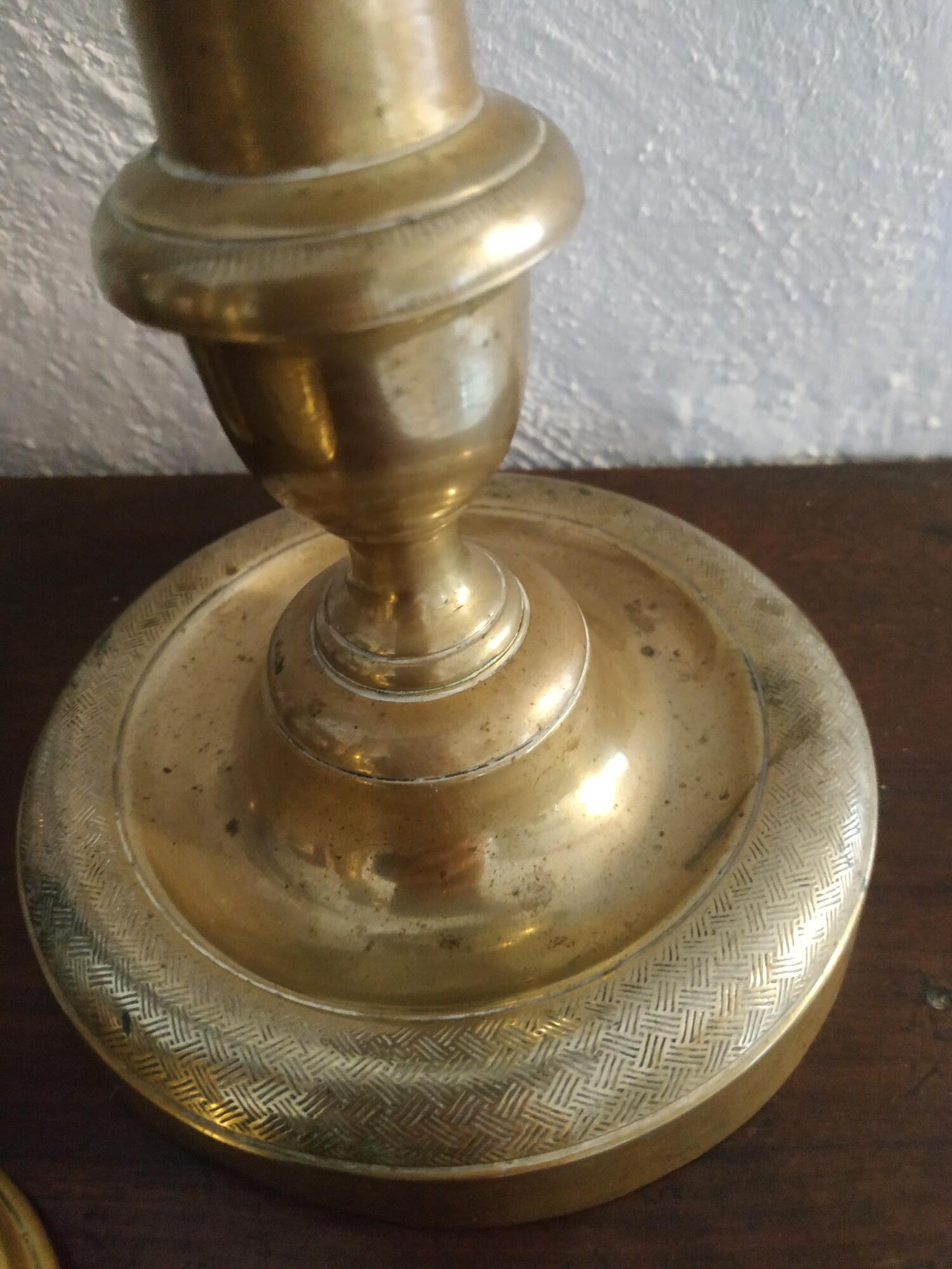 Set of 2 old brass candle holders