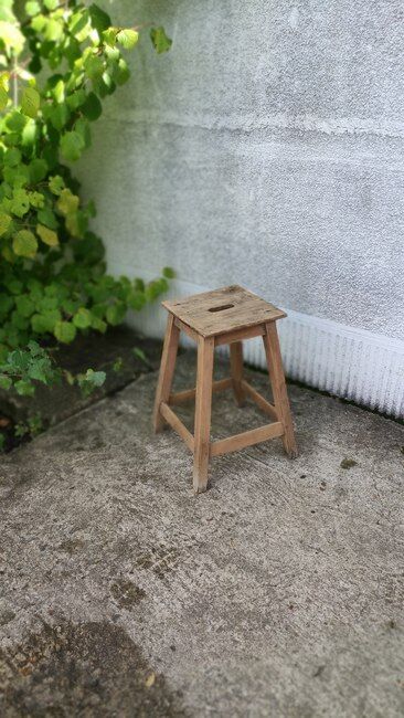 Natural wood stool
