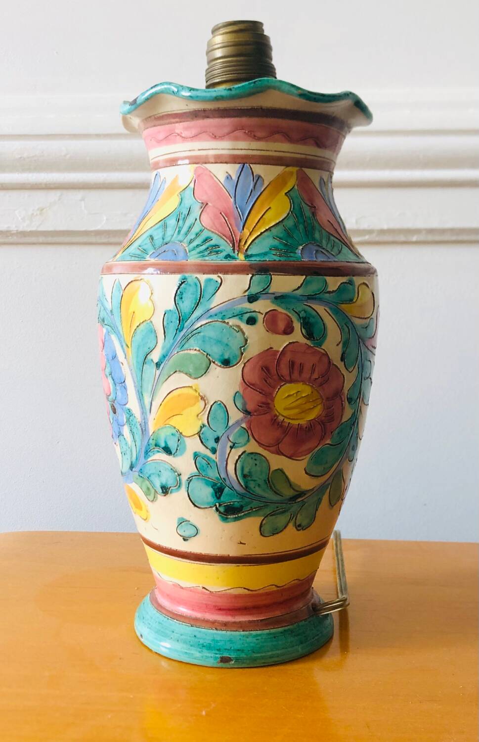 Majolica Italy ceramic lamp base