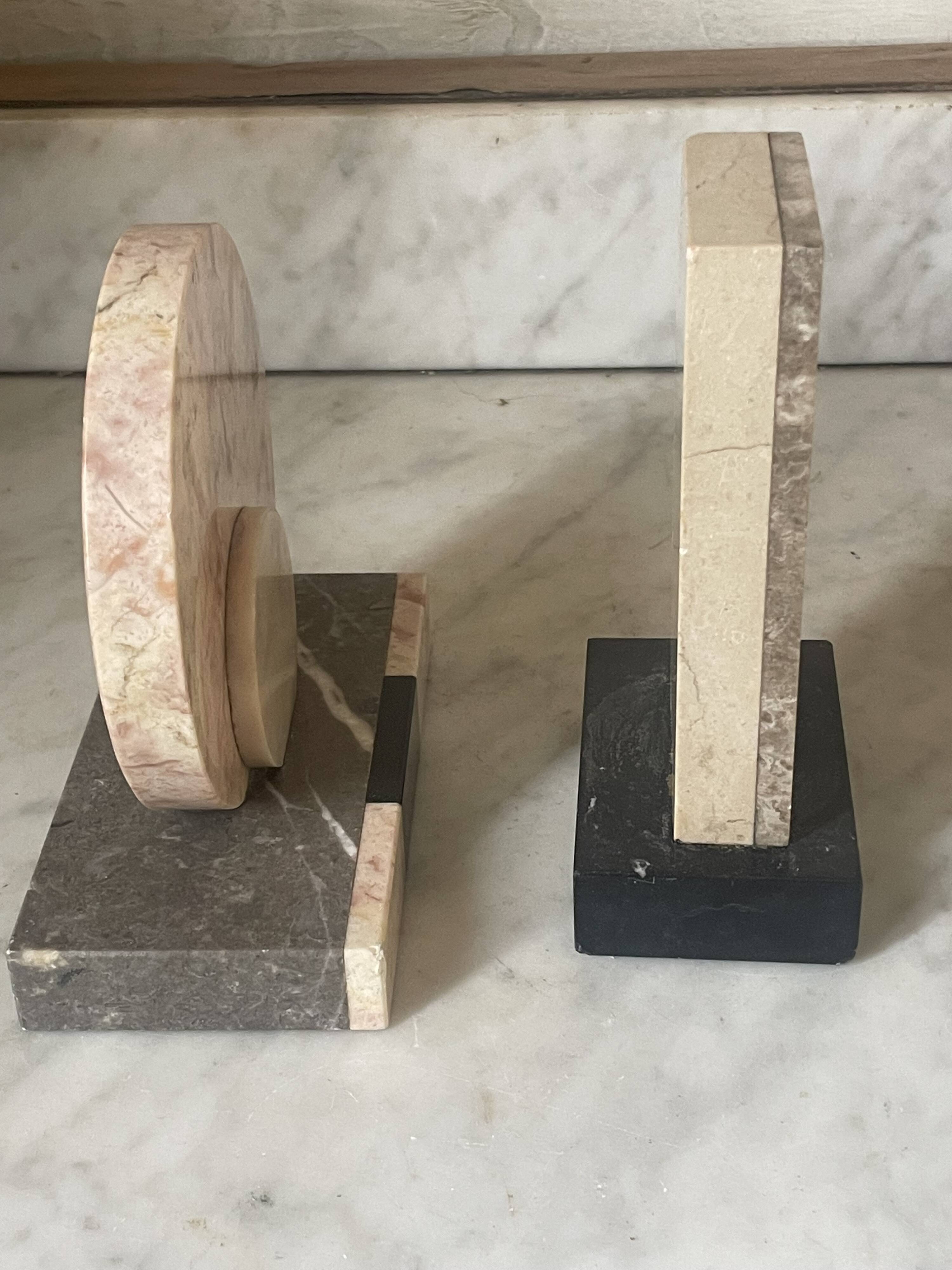 asymmetrical marble Art Deco bookends