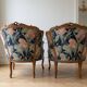 Louis XV style armchairs, the pair.