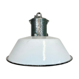 Industrial White Enamel Industrial Lamp with Cast Aluminium Top from EOW, 1950s