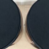 Italian midcentury walnut and fabric stools 1950s