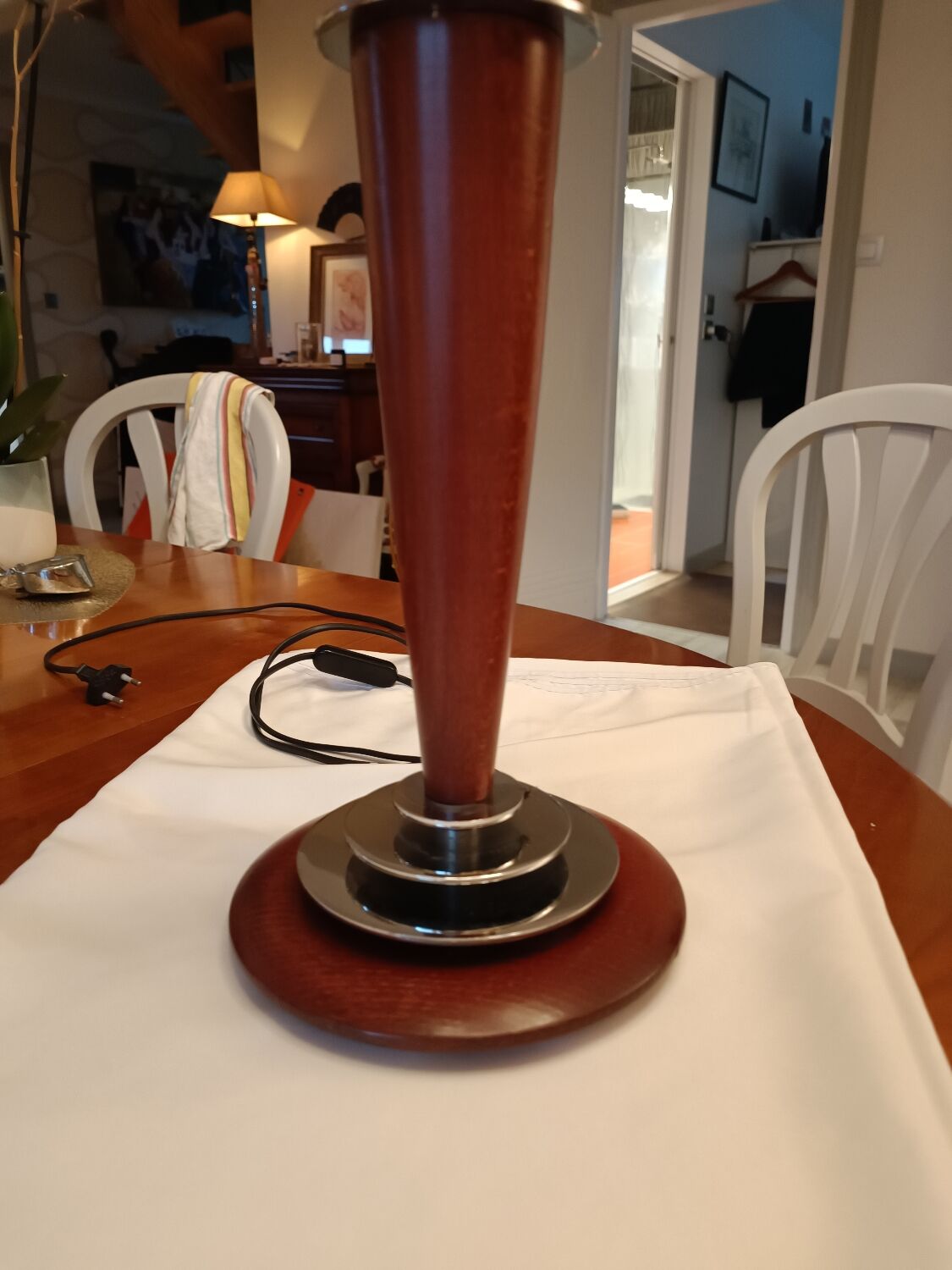 Art deco mahogany desk lamp foot