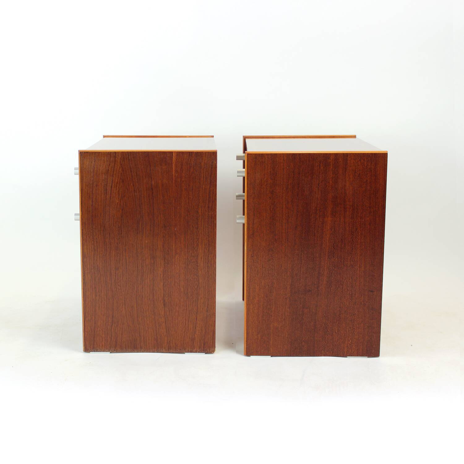 Set Of 2 Square Bedside Tables In Mahogany, Czechoslovakia 1970s