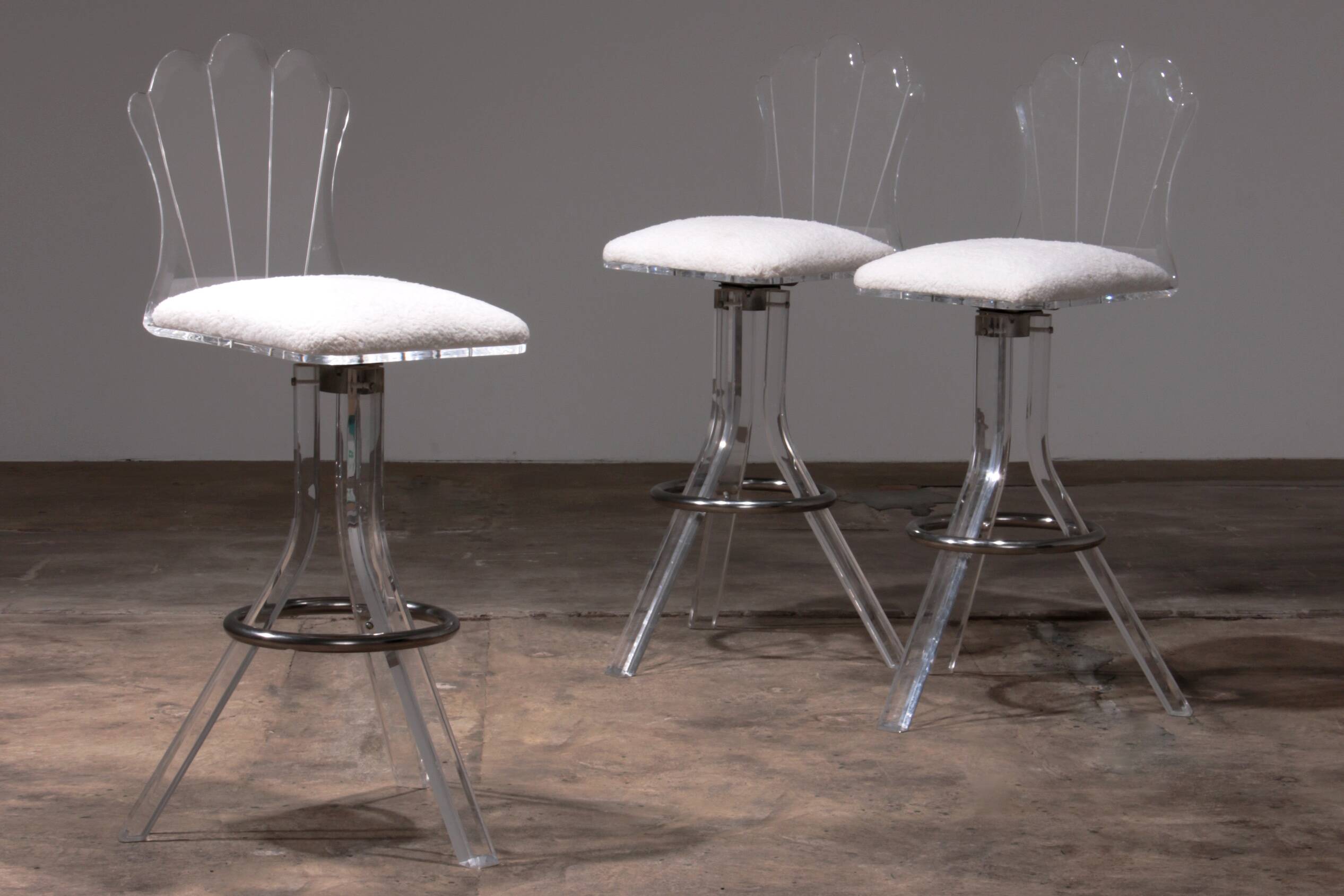Plexiglass lucite bar stools and chrome swivel bar chairs,Hill Manufacturers