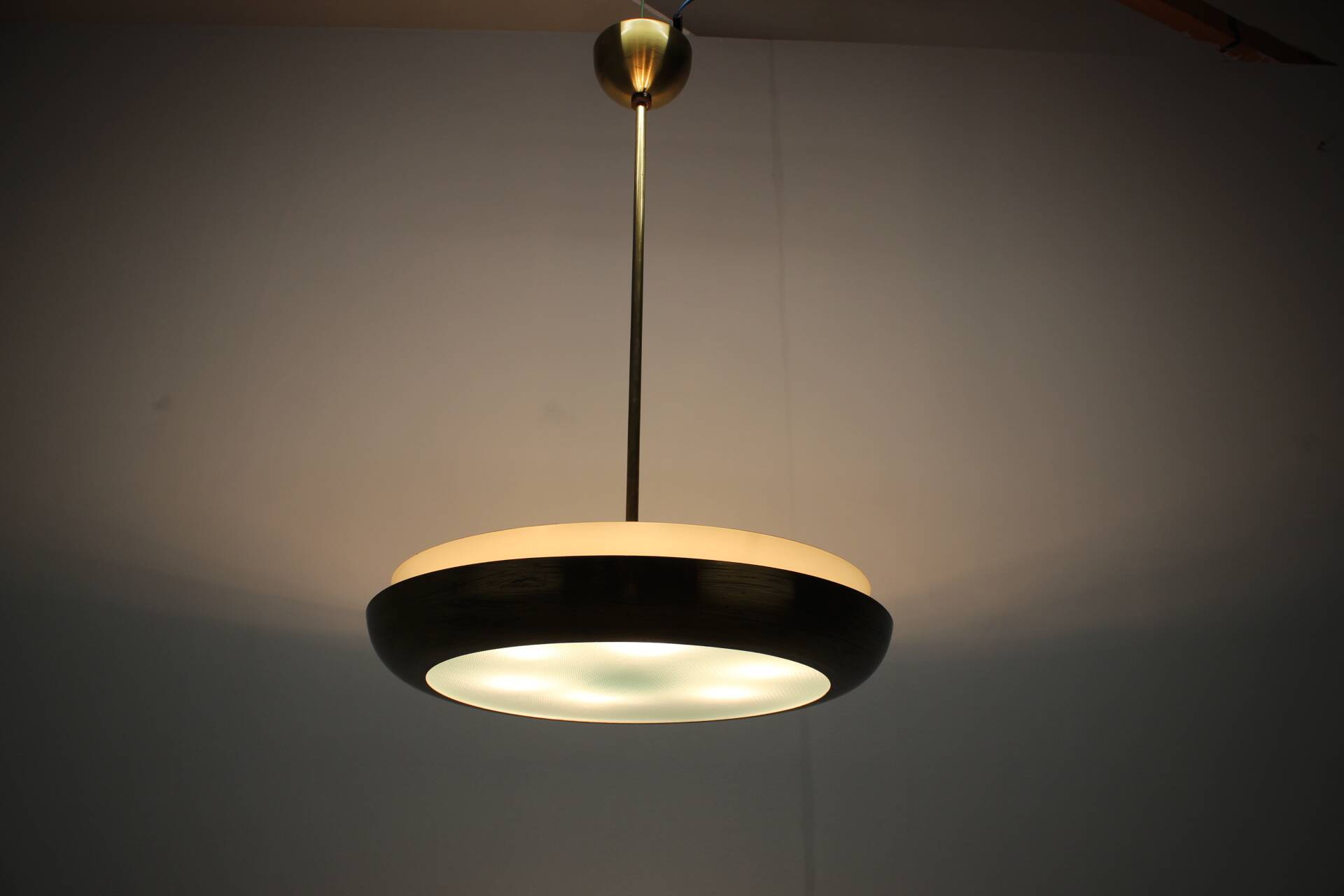 Art Deco UFO chandelier by Josef Hůrka for Napako, 1930s