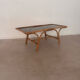 Table basse vintage rotin verre
