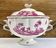 Antique large Gien vegetable soup tureen, pink landscape model, 1938/1960