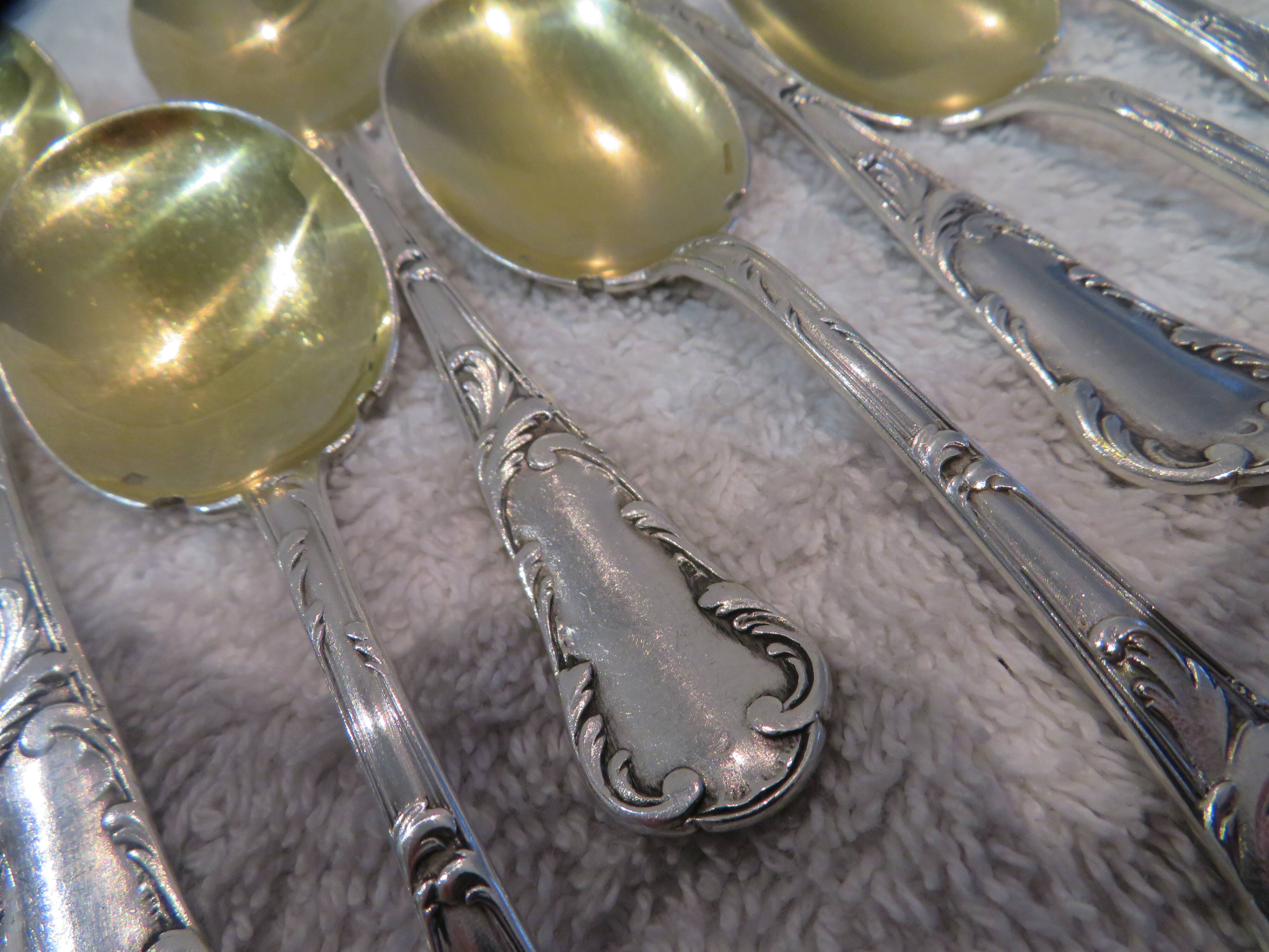9 pelles à glace métal argenté orfèvre Christofle vieux marly 12,4cm