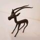 Trio antelope, gazelle and giraffe bronze and brass
