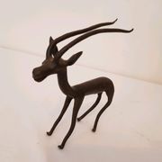 Trio antelope, gazelle and giraffe bronze and brass
