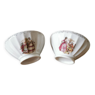 Vintage porcelain faceted bowls