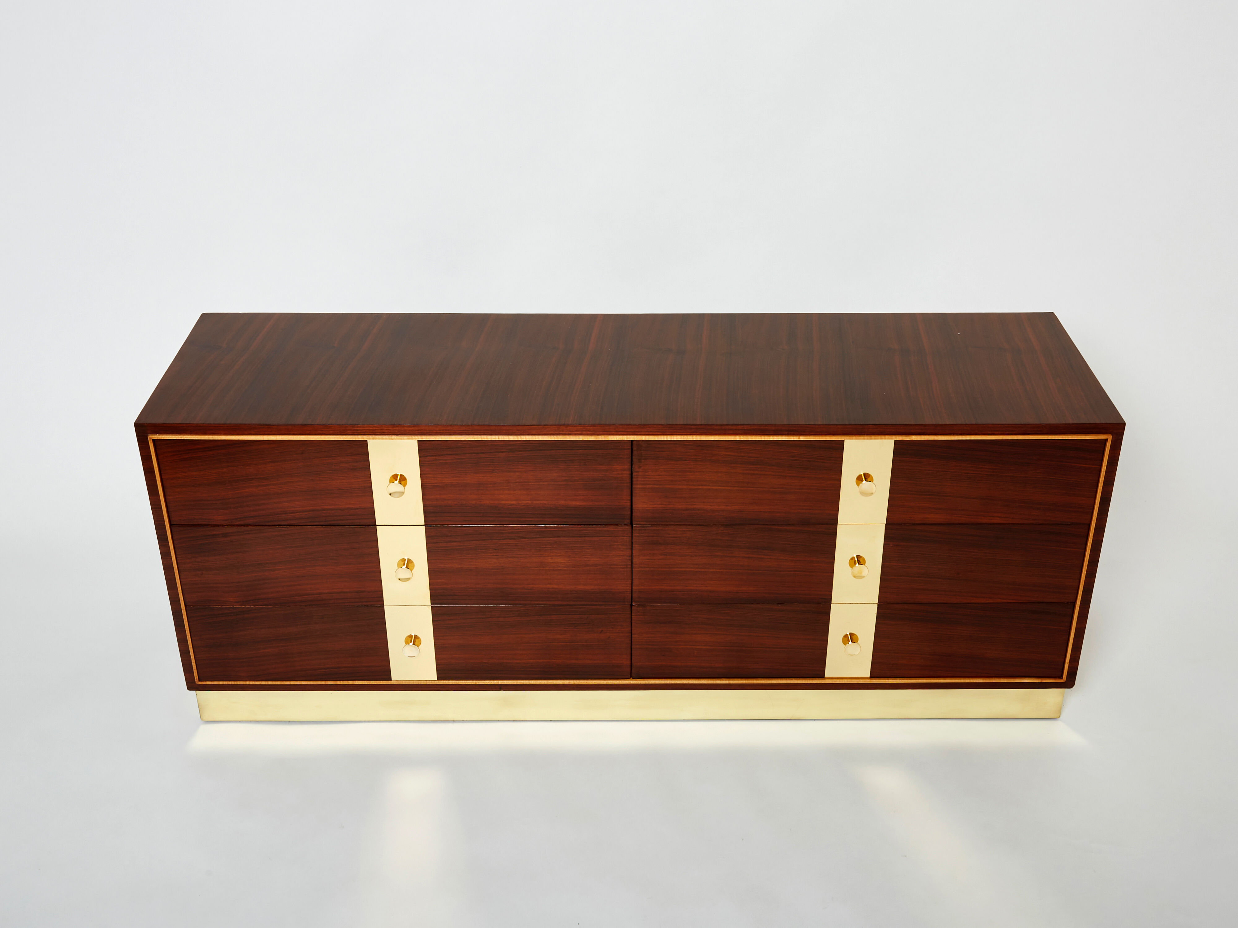 Italian chest of drawers in rosewood and brass ISA Bergamo 1950