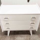 Scandinavian dresser 1960 3 drawers madeover brass bakelite