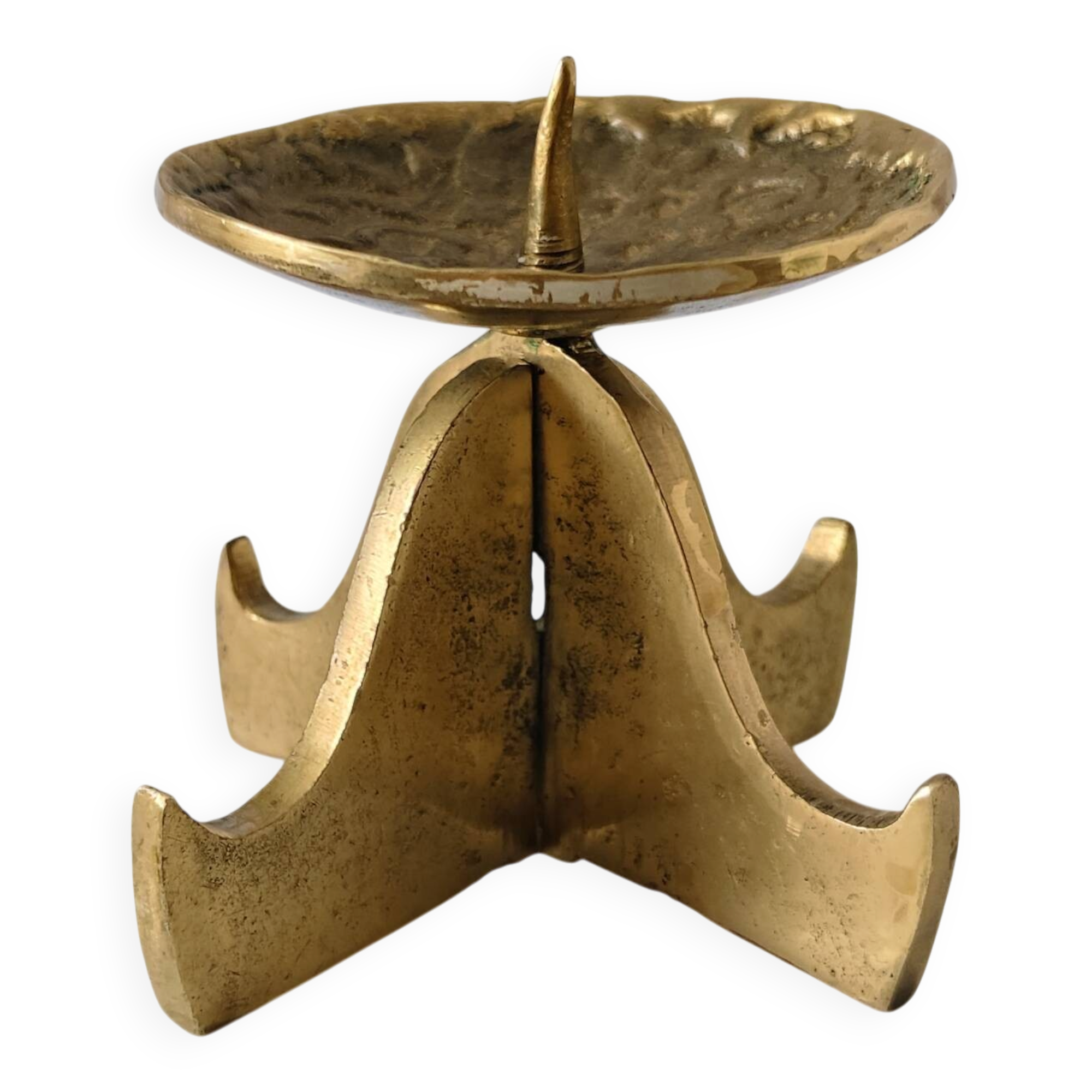 Brutalist vintage brass candlestick