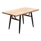 Table/Desk Model "Pirkka" solid pine top - black painted wooden legs Model from the 50's