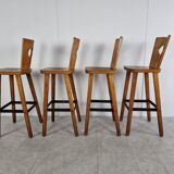 4 vintage brutalist bar stools, 1960s