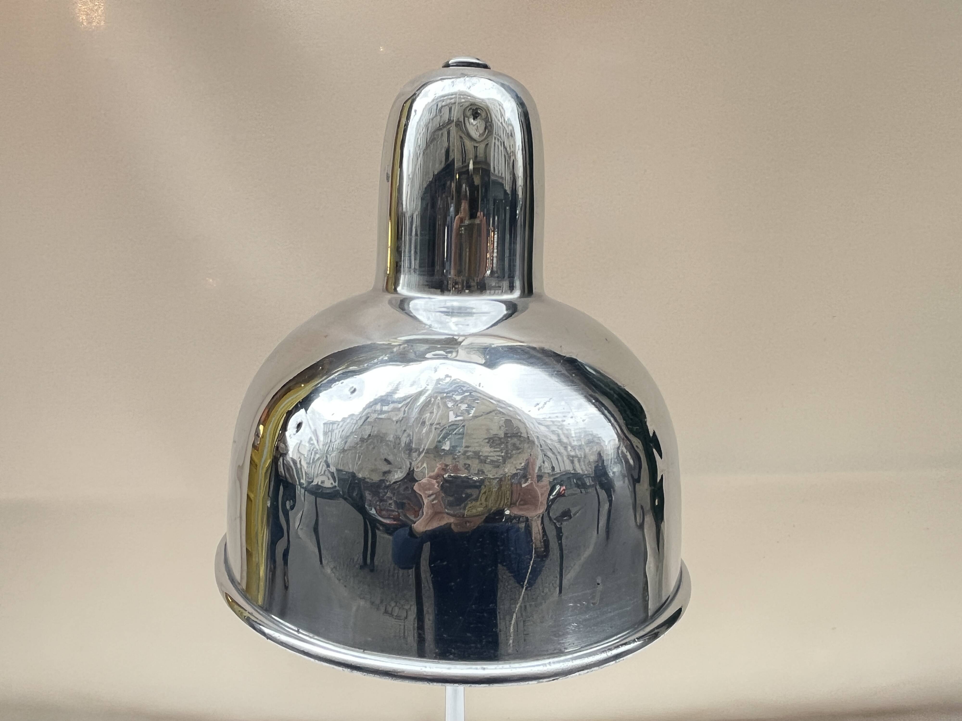 Industrial swan neck desk lamp 1950 in polished metal Bauhaus type