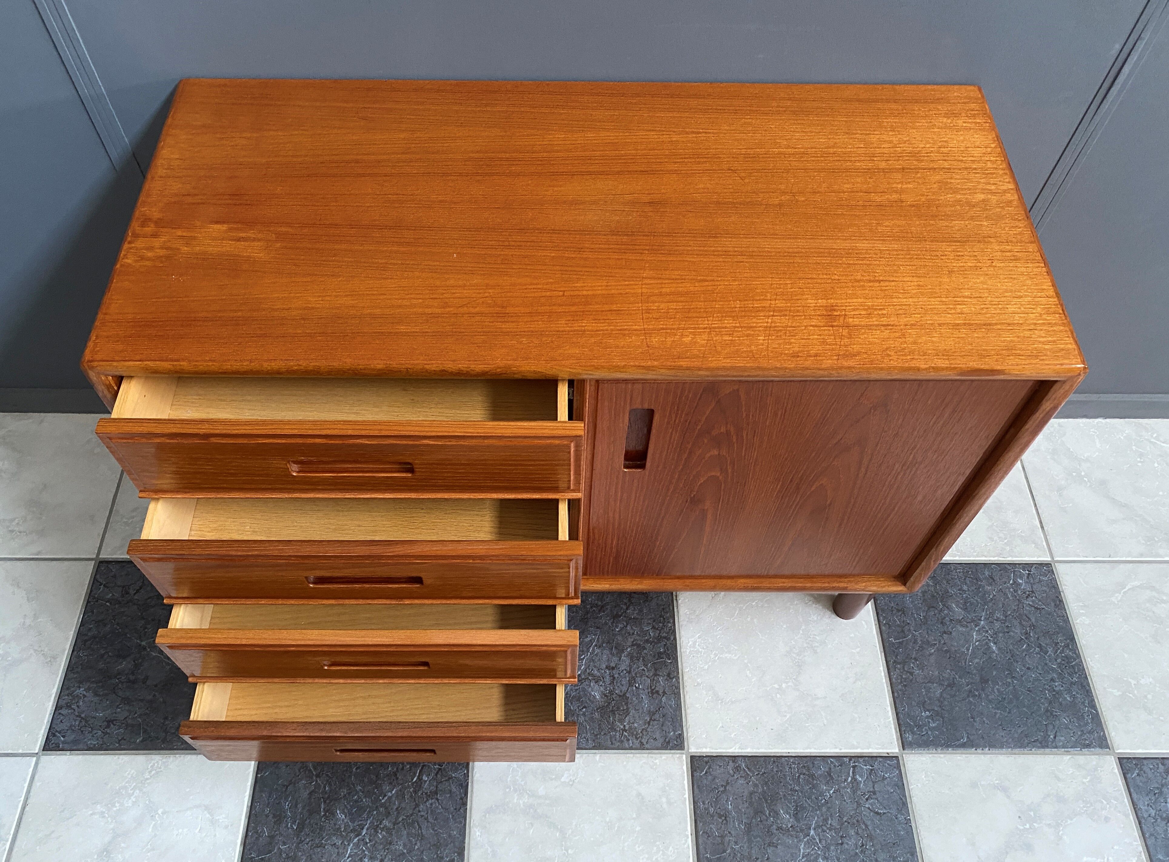 Danish Teak sideboard with drawers and door, 1960s