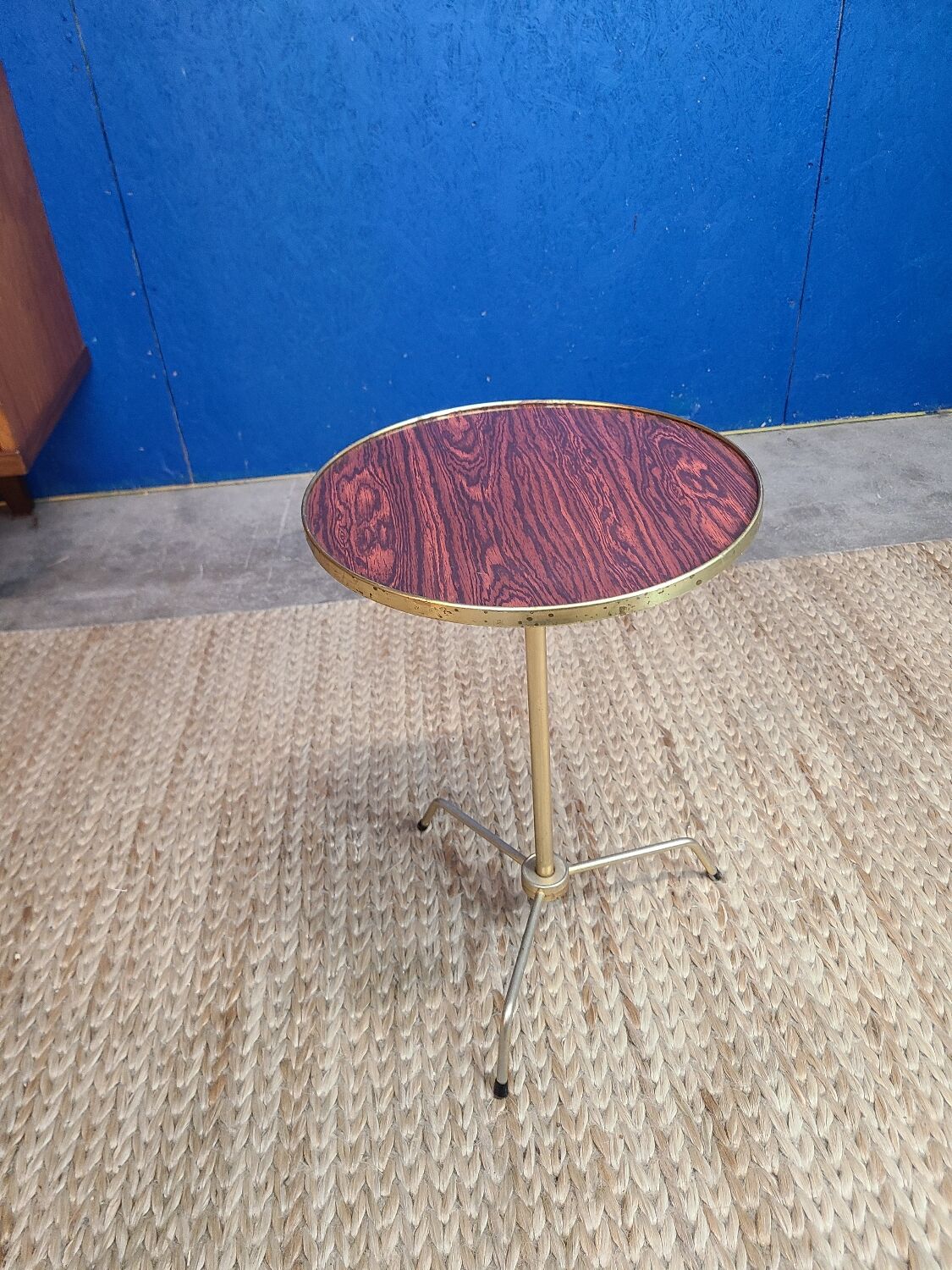 Vintage brass and rosewood side table