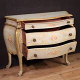 Commode vénitienne laquée, peinte et dorée du XXe siècle