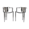 Pair of armchairs by Ronald-Cecil Sportes Sum UP 1982 Chrome Metal