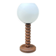 Wooden lamp in wabi-sabi brutalist style by Charles Dudouyt with white opaline.