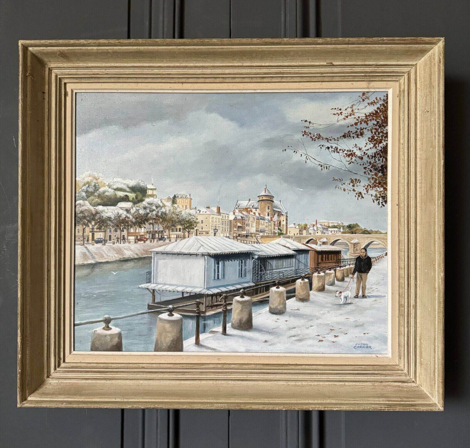 Oil on canvas by Lucien Cormier The Washhouse Boats Nantes 2009