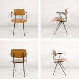 Chaise mid century accoudoirs marko holland bois métal marron noir vintage rétro chaise d'architecte