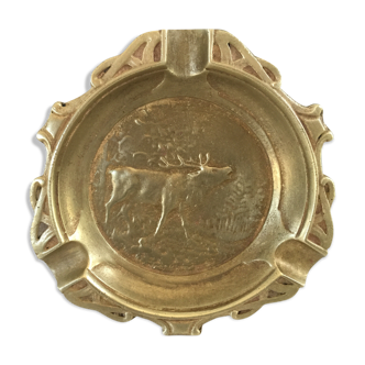 Brass deer-patterned ashtray